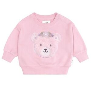 Baby Girl HUXBABY Plush Pink Bear Sweatshirt Infant Toddler 3T HUX 3 Sweats Fuzz
